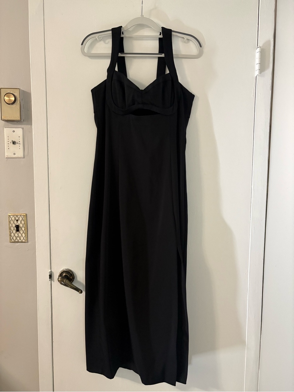 Zara Black Midi Dress with Structured Bust